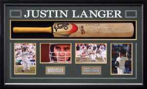 Framed Justin Langer Bat