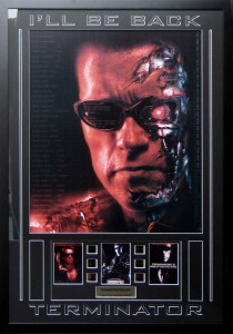Framed Terminator Poster and Film Cells