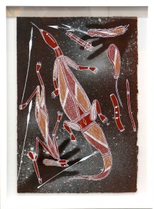 Framed Top Mounted Aboriginal Art