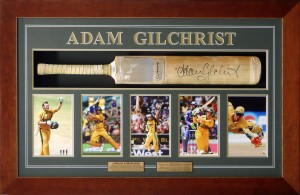 Framed Adam-Gilchrist-Bat-and-Photo-Collage