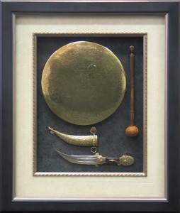 Framed Egyptian-Brass-Gong-and-Dagger-Case-Closed
